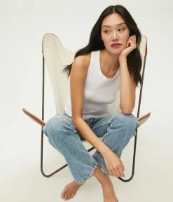 Michael Stars Paloma White Rib High Neck Tank Tops