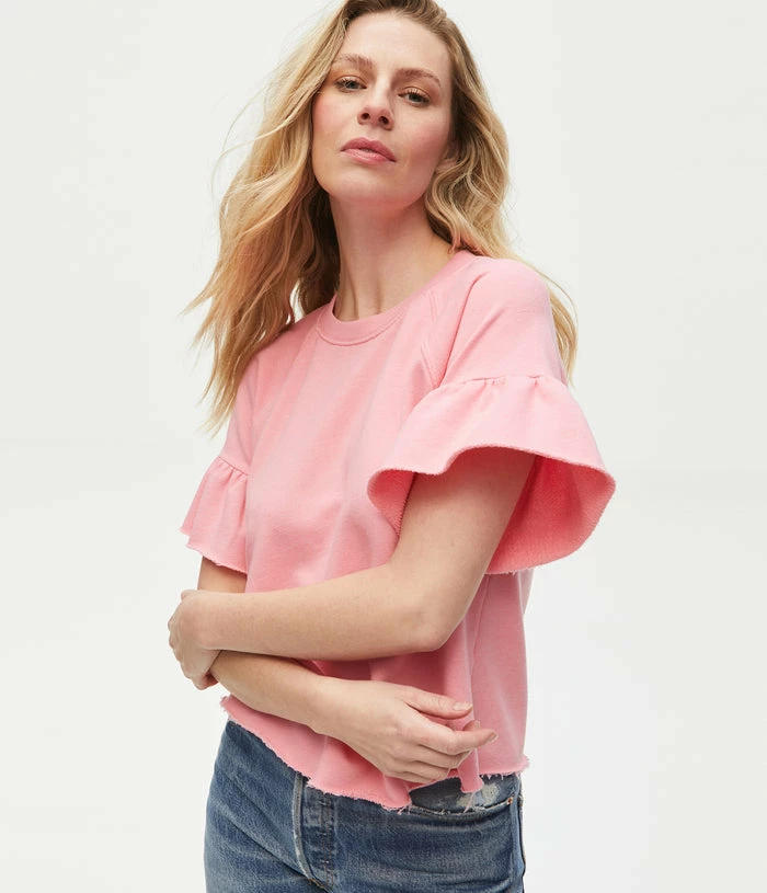 Michael Stars Ava Pink Flutter Sleeve Top Tops 4 Michael Stars Ava Pink Flutter Sleeve Top Tops