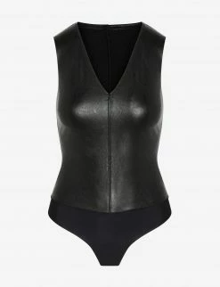 Commando Tops Black Faux Leather V-Neck Bodysuit 9 Commando Tops Black Faux Leather V-Neck Bodysuit