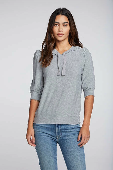 CHASER Rpet Cozy Knit Grey Hoodie Tops 6 CHASER Rpet Cozy Knit Grey Hoodie Tops
