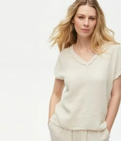 Michael Stars Draya Gauze Ecru Top Tops