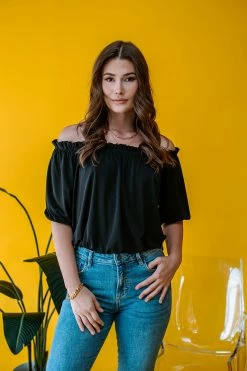 Veronica M. Tops Off The Shoulder Black Ity Top