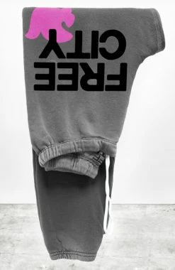 Free City Bottoms FREECITYLARGE Grey Art Pink Sweatpant 7 Free City Bottoms FREECITYLARGE Grey Art Pink Sweatpant