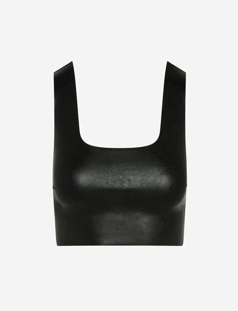 Commando Faux Leather Black Square Neck Crop Top Tops 6 Commando Faux Leather Black Square Neck Crop Top Tops