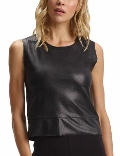 Commando Faux Leather Black Muscle Crop Top Tops