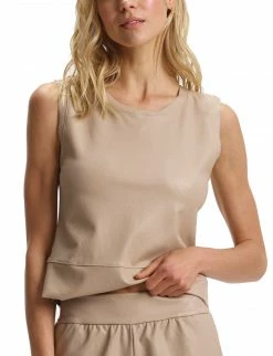 Commando Faux Leather Sand Muscle Crop Top