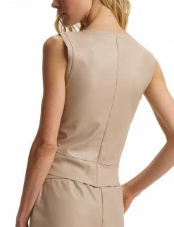 Commando Faux Leather Sand Muscle Crop Top