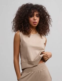 Commando Faux Leather Sand Muscle Crop Top