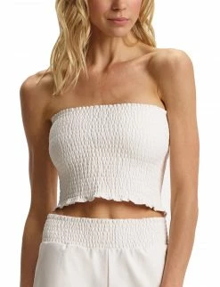 Commando Faux Leather White Smocked Tube Top Tops