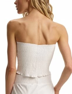Commando Faux Leather White Smocked Tube Top Tops