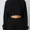 NIA Raglan Ribbed Black Tee Tops