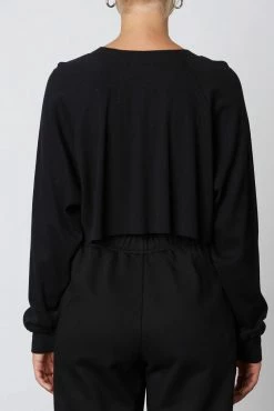 NIA Raglan Ribbed Black Tee Tops