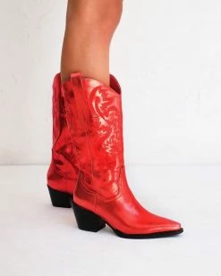 Billini Shoes Danilo Red Metallic Cowboy Boot