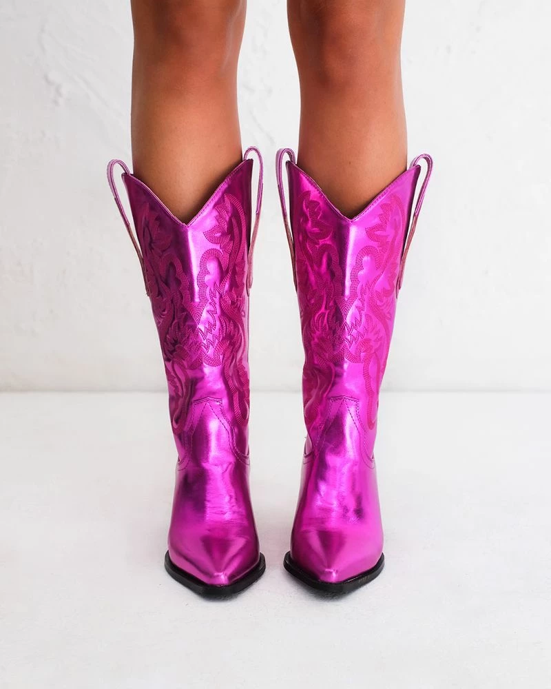 Billini Shoes Danilo Fuchsia Metallic Cowboy Boot 4 Billini Shoes Danilo Fuchsia Metallic Cowboy Boot