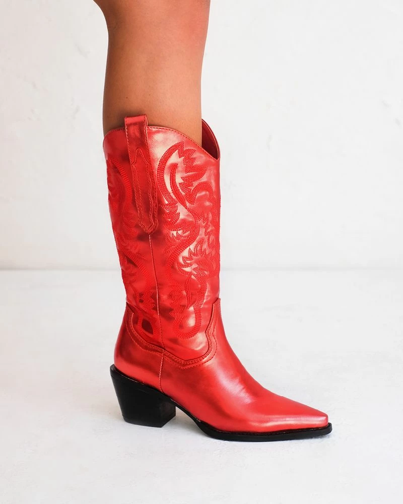 Billini Shoes Danilo Red Metallic Cowboy Boot 5 Billini Shoes Danilo Red Metallic Cowboy Boot