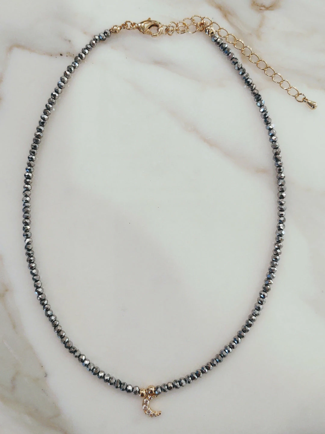 Rae & Jade Mini Beaded Choker With Moon ACCESSORIES 3 Rae & Jade Mini Beaded Choker With Moon ACCESSORIES