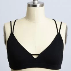 Leto Accessories Double Cross Strappy Back Black Bralette Tops 11 Leto Accessories Double Cross Strappy Back Black Bralette Tops