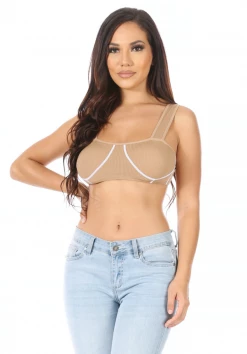 Suzette Ribbed Contrast Beige Bralette 10 Suzette Ribbed Contrast Beige Bralette