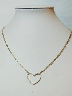 Rae & Jade Heart CZ With Link Chain Pendant ACCESSORIES