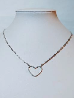 Rae & Jade Heart CZ With Link Chain Pendant ACCESSORIES