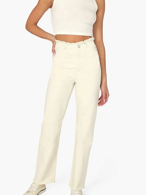 WeWoreWhat Bottoms Frayed Off White Denim Jean 4 WeWoreWhat Bottoms Frayed Off White Denim Jean
