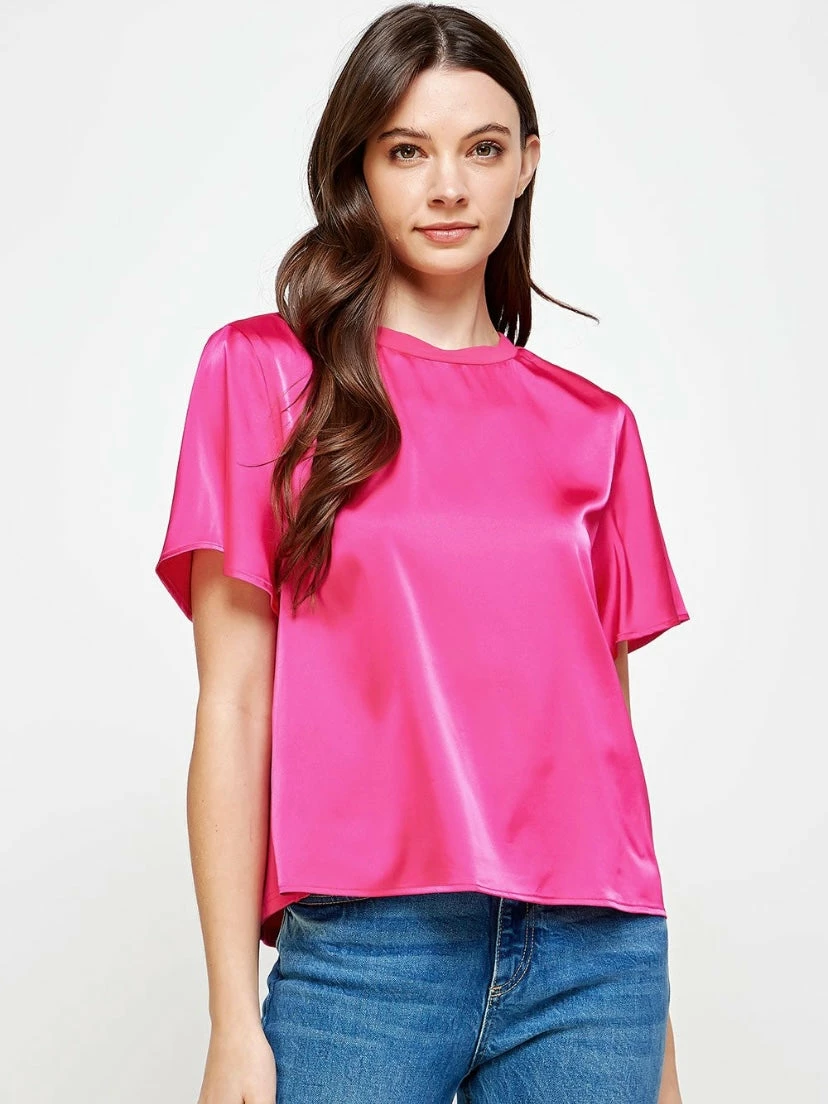 Strut And Bolt Starlet Fuchsia Satin Top Tops 3 Strut And Bolt Starlet Fuchsia Satin Top Tops