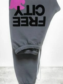Free City Bottoms FREECITYLARGE Grey Art Pink Sweatpant