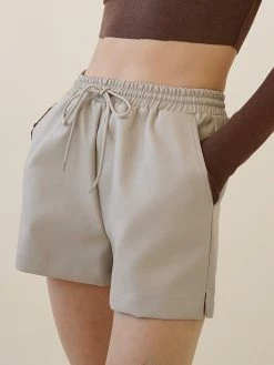 Beige Botany Bottoms Darian Faux Leather Short