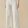 Miou Muse Bottoms Riff White Straight Wide Leg Denim Pant