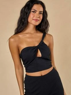 Blue Blush Tops Alessandra Black Top