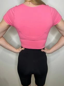 Nikibiki Lia Short Sleeve Bubble Gum Square Neck Crop Top Tops 7 Nikibiki Lia Short Sleeve Bubble Gum Square Neck Crop Top Tops