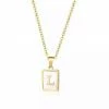 Sahira Mother Of Pearl Initial Card Necklace NEW ARRIVALS