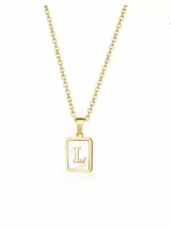 Sahira Mother Of Pearl Initial Card Necklace NEW ARRIVALS