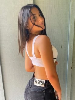 Suzette Ribbed Contrast White Bralette Tops