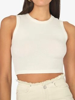 WeWoreWhat Ivory Muscle Rib Tank Tops