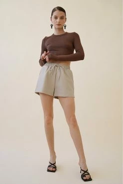 Beige Botany Bottoms Darian Faux Leather Short