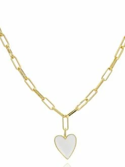 Sahira ACCESSORIES Jamie White Enamel Heart Chain