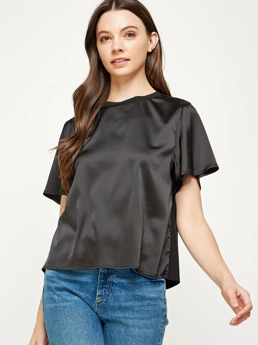 Strut And Bolt Starlet Black Satin Top Tops 3 Strut And Bolt Starlet Black Satin Top Tops