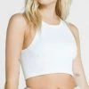 Nikibiki Addy Smooth Ribbed White Highneck Crop Top