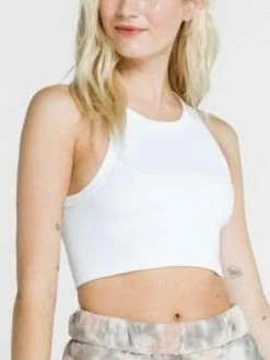 Nikibiki Addy Smooth Ribbed White Highneck Crop Top