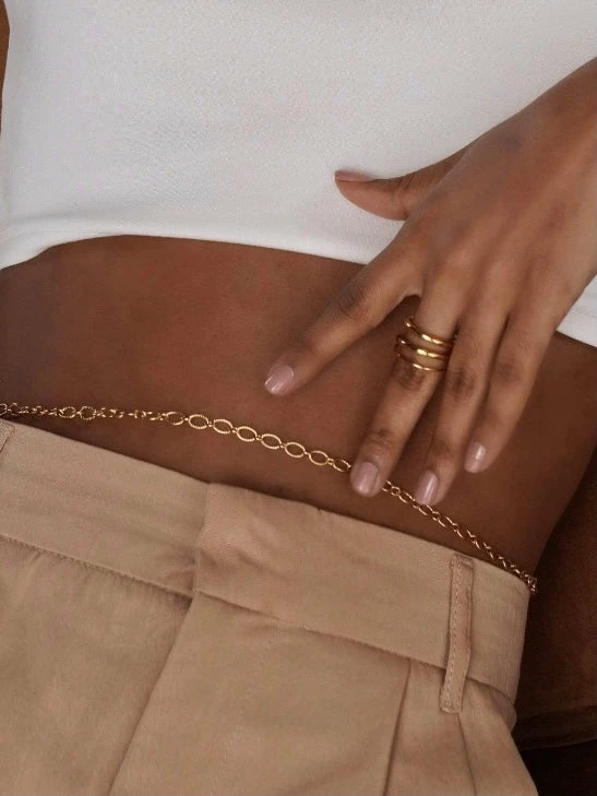 Ellie Vail Jewelry Cher Textured Oval Link Waist Chain 3 Ellie Vail Jewelry Cher Textured Oval Link Waist Chain