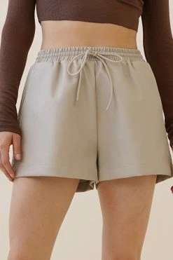 Beige Botany Bottoms Darian Faux Leather Short