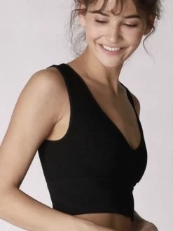 Nikibiki Aria Black Deep V-Neck Crop Top Tops