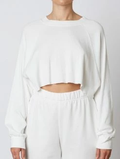 NIA Tops Raglan Ribbed White Tee