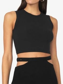 WeWoreWhat Black Muscle Rib Tank Tops
