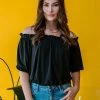 Veronica M. Tops Off The Shoulder Black Ity Top