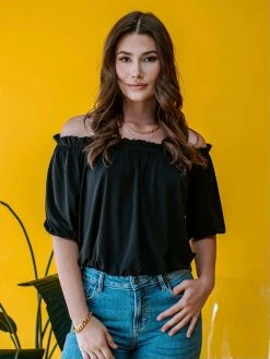 Veronica M. Tops Off The Shoulder Black Ity Top