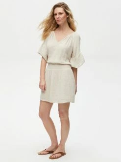 Michael Stars Katelyn Gauze Ecru Ruffle Sleeve Dress 9 Michael Stars Katelyn Gauze Ecru Ruffle Sleeve Dress