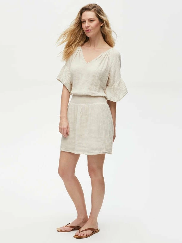 Michael Stars Katelyn Gauze Ecru Ruffle Sleeve Dress 6 Michael Stars Katelyn Gauze Ecru Ruffle Sleeve Dress