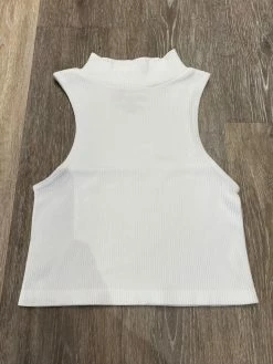 Suzette Sleeveless Mock Rib White Crop Top Tops 9 Suzette Sleeveless Mock Rib White Crop Top Tops